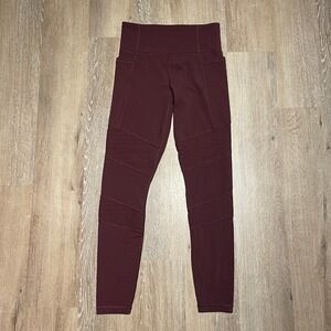 Athleta Inclination Moto High Rise Burgundy Tight in‎ Powervita Women's S EUC